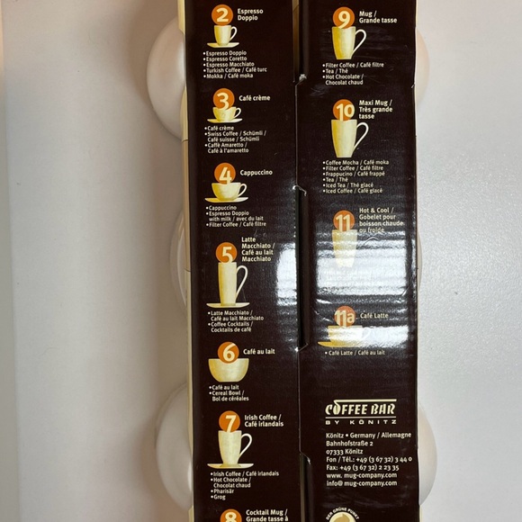 KÖNITZ Coffee Bar White Espresso Cups & Saucer Set Of Four - 2 Oz Mug NEW - Picture 9 of 9